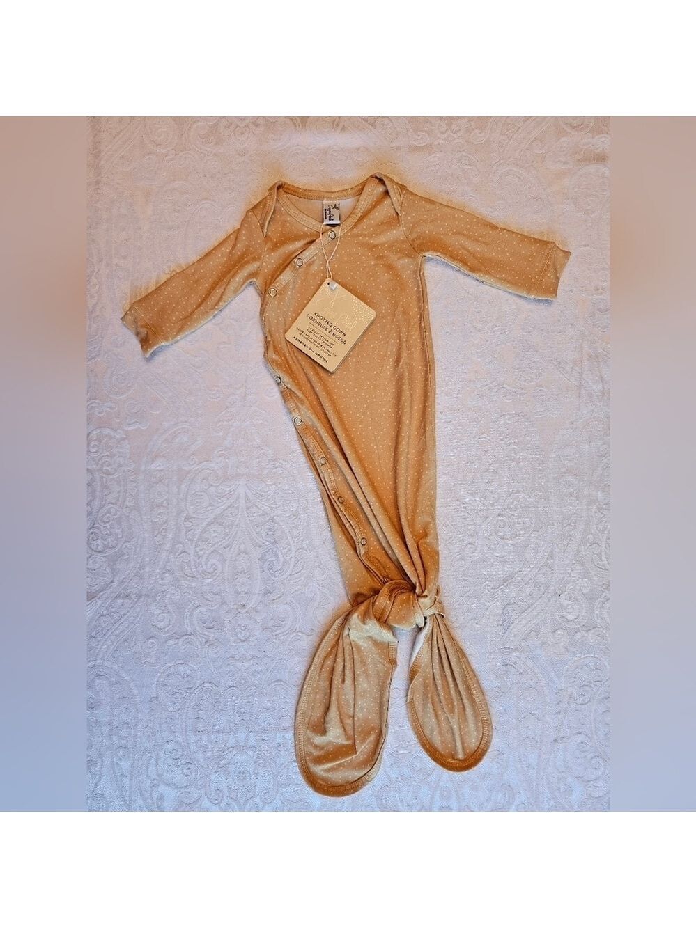 Copper Pearl Newborn Knotted Gown - Marigold, NWT, BONUS Coordinating Bonnet!